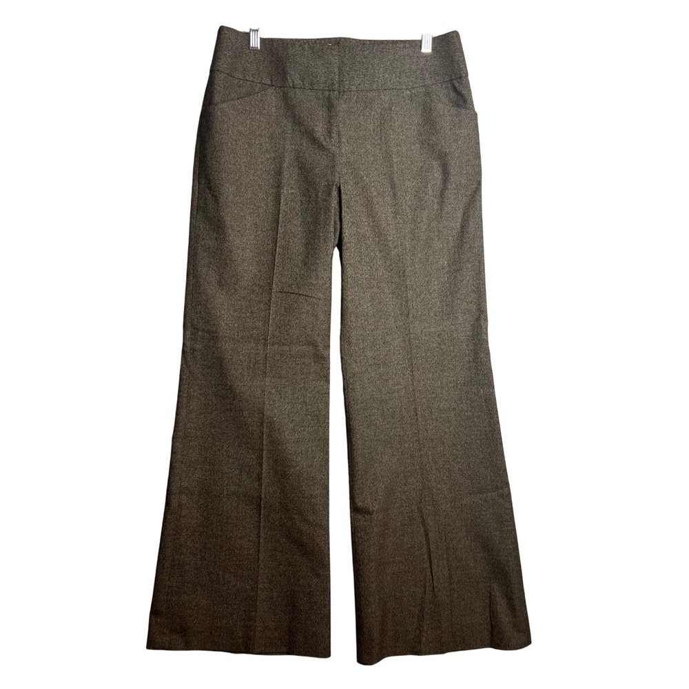 Antonio Melani Wide Leg Crop Trousers Size 10 Brown Flat Front Career OFfice